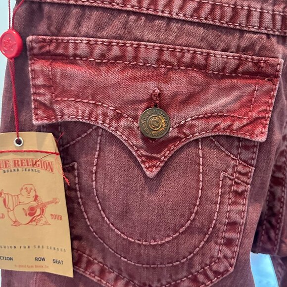 NWT TRUE RELIGION Ricky Big T Overdye ASSD Crimson Jean | Size 30W, 30 Length - Picture 9 of 16